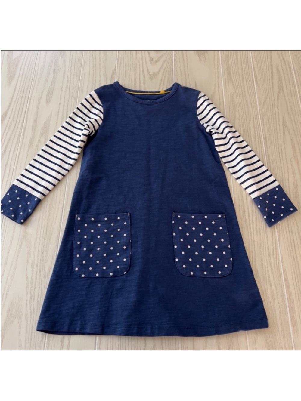 - Mini Boden Navy Blue Striped Dress 6/7